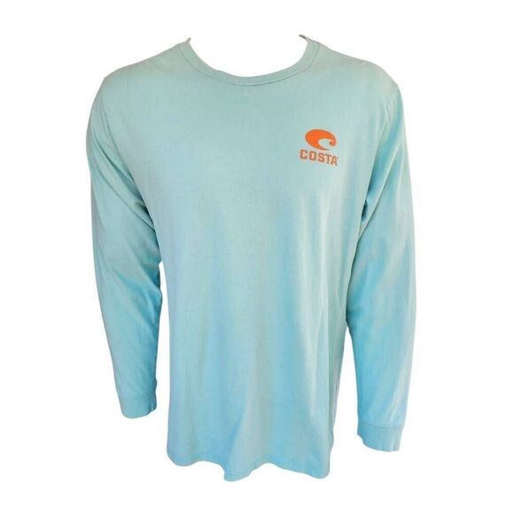 Costa Del Mar Long Sleeve Shirt Men’s Large Blue Fish Graphic Outdoor Fishing Te - Picture 2 of 6